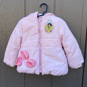 Disney store pink puffer coat Jacket disney princesses girls size 2